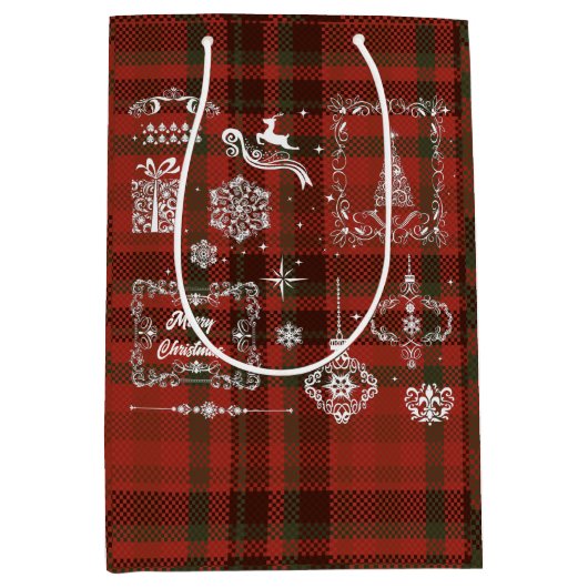 Naadloze kerstdecoratie rood-wit medium cadeauzakje (Voorkant)