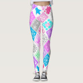 Naadloze kerstelementen geometrische sneeuwvlokken leggings (Voorkant)