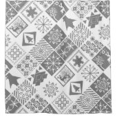 Naadloze kerstpatchwork sneeuwhert douchegordijn (Voorkant)