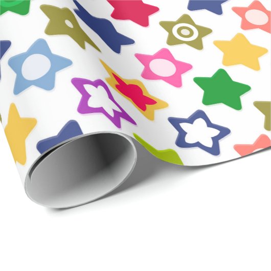 Naadloze kinder leuke cartoon sterren kleurrijk he cadeaupapier (Rol Hoek)