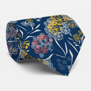 Naadloze kleine bloemen floreel patroon navy vi stropdas