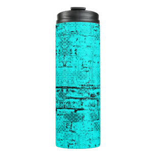 Naadloze kleur grijpturquoise. Halftone elementen Thermosbeker