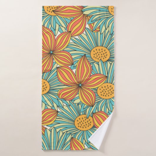 Naadloze kleurige florale vormgeving badhanddoek (Badhanddoek)