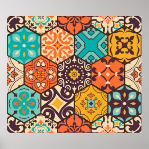 Naadloze kleurrijke patchwork-tegel met de islam, poster