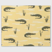 Naadloze krokodillen patroon. gele ruggr. cadeaupapier (Vlak)