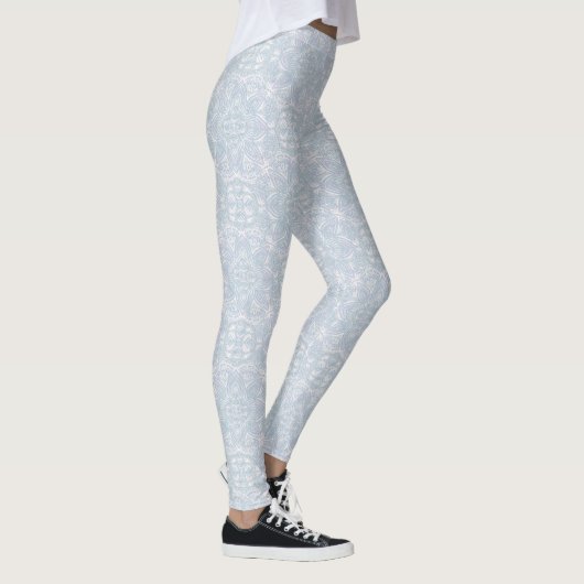Naadloze Lichtblauwe, Roze & Witte Mandala's Leggings (Rechts)