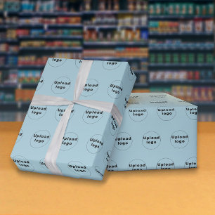 Naadloze lichte, blauwe, lichte, zakelijke Logo-om Cadeaupapier