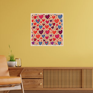 Naadloze Liefde Hart Patroon Kunst Poster