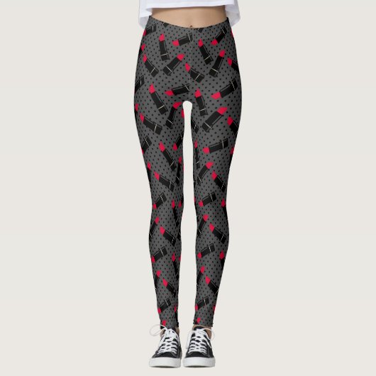 Naadloze lippenvormgeving patroon design leggings (Voorkant)