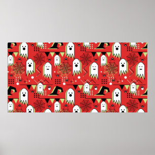 Naadloze memphis geometrisch van geest voor hallow poster