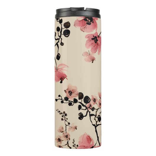 Naadloze mooie afdruk van waterverf bloemen. St Thermosbeker (Achterkant)