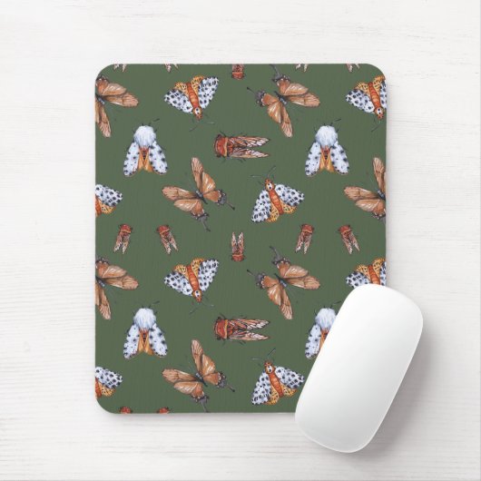 Naadloze Moth en Butterfly Natuur Print Muismat (Met muis)