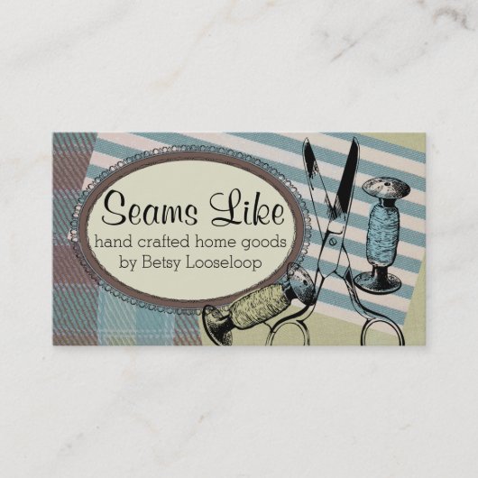 naadloze naaigarens visitekaartje (Voorkant)