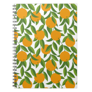 Naadloze oranje boomkunstpatroon. notitieboek