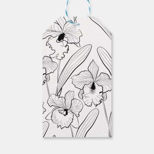 Naadloze orchidee cattleya bloemen tropisch cadeaulabel (Achterkant)