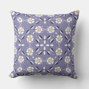 Naadloze ornamentaal violet witte bloemen pastel b kussen