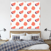 Naadloze paarse vijg: kleurrijk patroon canvas afdruk (Insitu (Slaapkamer))