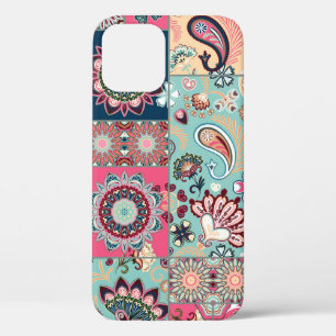 Naadloze patchwork-achtergrond met paisley en grie iPhone 12 hoesje