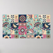 Naadloze patchwork-achtergrond met paisley en grie poster (Voorkant)