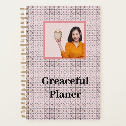 Naadloze Patroon Bloem Aangepaste Planner (Voorkant)