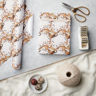 Naadloze Patroon Cup van Cappuccino Cadeaupapier