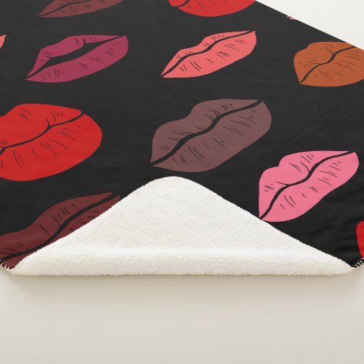 Naadloze patroon kleurrijke lippen sherpa deken (3/4)