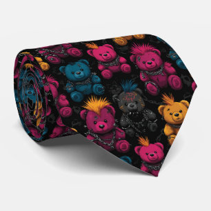 Naadloze Patroon Rebellious Punk Rock Teddies Stropdas