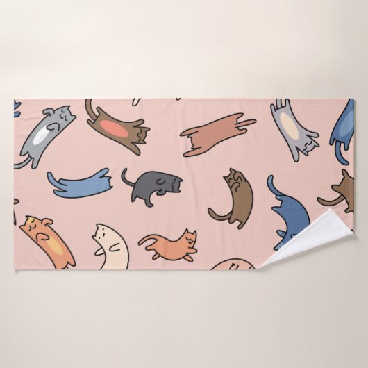 Naadloze patroondoodle katten, illustratie badhanddoek (Badhanddoek)