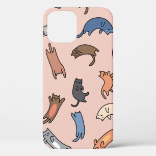 Naadloze patroondoodle katten, illustratie iPhone 12 hoesje