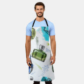 Naadloze patroonfles en waterverf tekst schort (Gedragen)