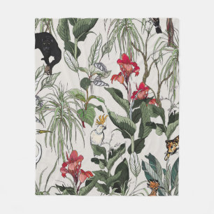 Naadloze patroonhandleiding getekende botanische i fleece deken