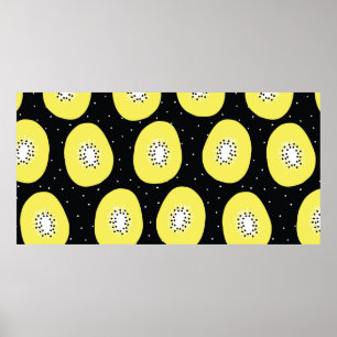 Naadloze  patroonkiwi-vruchten. Handtekening Poster