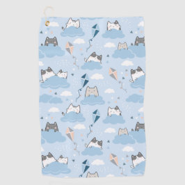 Naadloze patroonklinker Kawaii Cats clouds kite Golfhanddoek