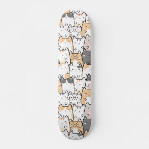 Naadloze patroonklinkers Kawaii Skateboard