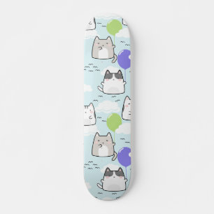 Naadloze patroonkoepel Kawaii Kattenwolken ballonn Skateboard