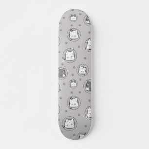 Naadloze patroonkoets Kawaii Katten Paw Skateboard