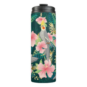 Naadloze patroonpapegaai met een schattig kakkerpa thermosbeker