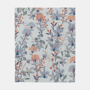Naadloze Patroonvrije bloemen, geïsoleerd op blauw Fleece Deken