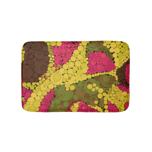 Naadloze pointillisme handbeschilderde cirkels ron badmat (Voorkant)