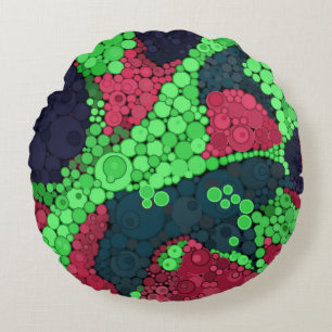 Naadloze pointillisme handbeschilderde cirkels ron rond kussen