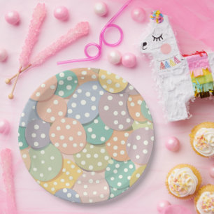 Naadloze Polka Dot Patroon in Pastel Kleuren Papieren Bordje