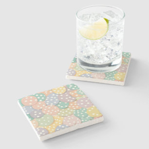 Naadloze Polka Dot Patroon in Pastel Kleuren Stenen Onderzetter
