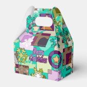 Naadloze prettige kerstsnowflake donkergroene colo bedankdoosjes (Voorkant Zijde)