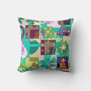 Naadloze prettige kerstsnowflake donkergroene colo kussen