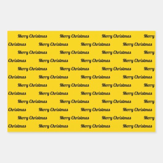 Naadloze prettige kerstteksten over geel inpakpapier vel (Voorkant 2)