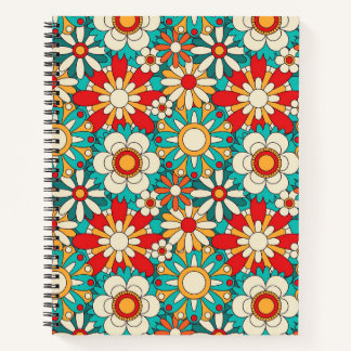 Naadloze Retro Bloemen Patroon.  decoratief Notitieboek