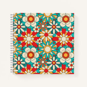 Naadloze Retro Bloemen Patroon. decoratief Notitieboek