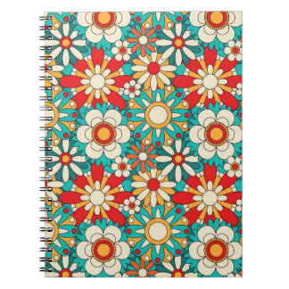 Naadloze Retro Bloemen Patroon.  decoratief Notitieboek