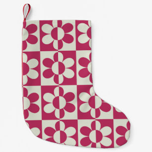 Naadloze retro groovy design met daisy fl kleine kerstsok