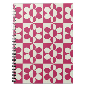 Naadloze retro groovy design met daisy fl notitieboek